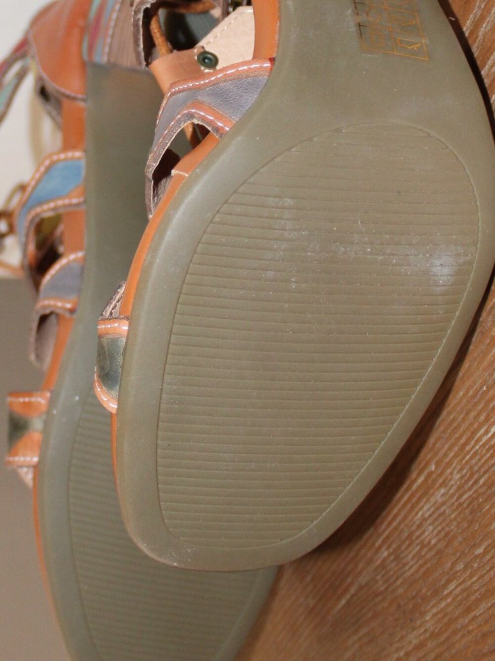 New L’Artiste by Spring Step Multicolor Leather Caged Heel Sandals - Picture 2 of 6